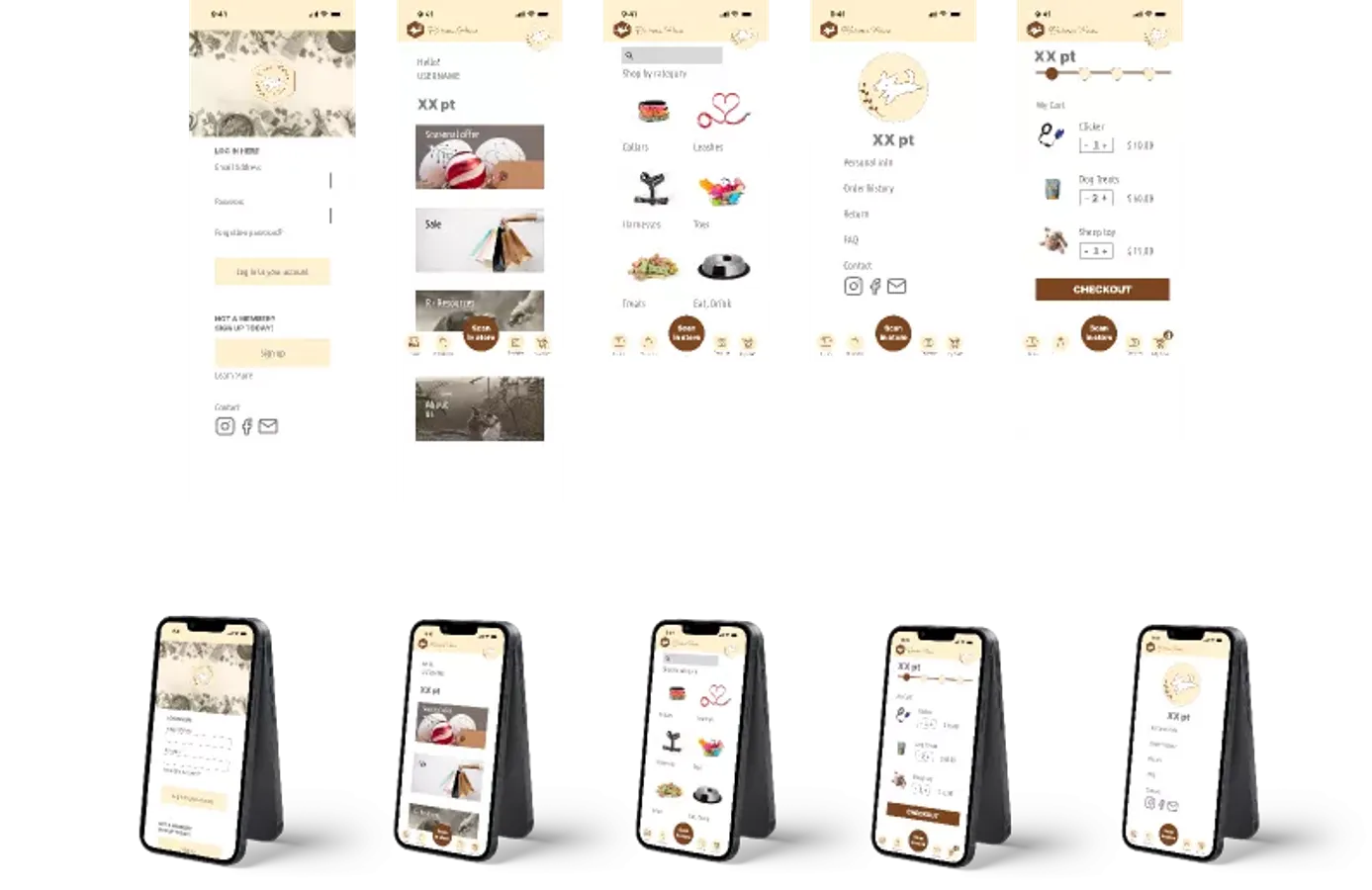 Curious Paw pet supply store mobile app design